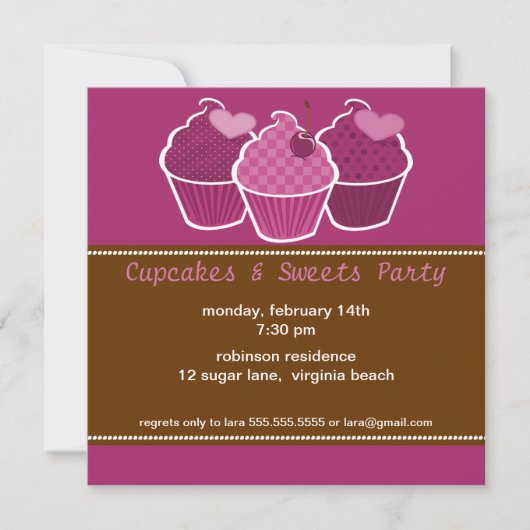Uitnodigingen van Cupcakes & Sweets Party (Voorkant)