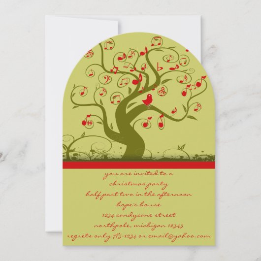 Uitnodigingen van Cute Bird Swirl met kerstfeest (Voorkant)