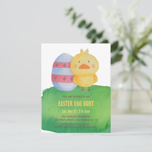 Uitnodigingen van Cute Easter Chick Egg Hunt Party (Staand voorkant)