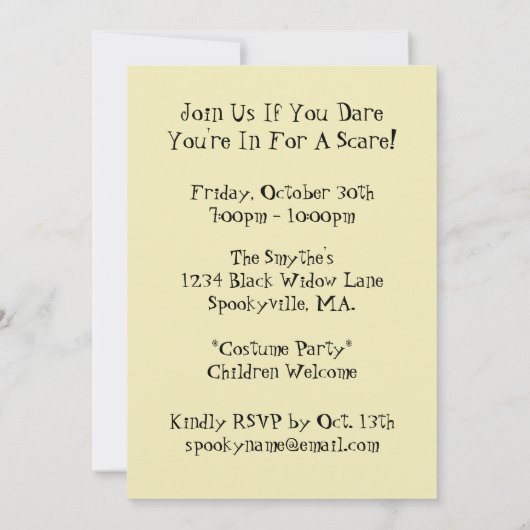 Uitnodigingen van Cute Ghost Halloween Party (Achterkant)