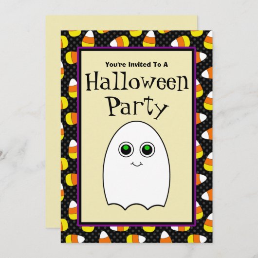 Uitnodigingen van Cute Ghost Halloween Party (Voorkant / Achterkant)