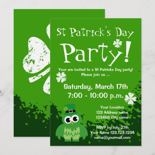 Uitnodigingen van Cute St Patricks Day | Aanpassen (Voorkant / Achterkant)