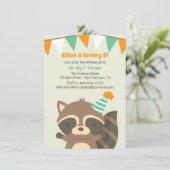 Uitnodigingen van Cute Woodland Raccoon Birthday P (Staand voorkant)