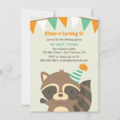 Uitnodigingen van Cute Woodland Raccoon Birthday P (Voorkant)