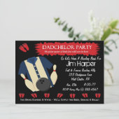 Uitnodigingen van Dadchelor Bowling Party (Staand voorkant)