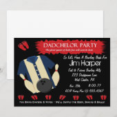 Uitnodigingen van Dadchelor Bowling Party (Voorkant / Achterkant)