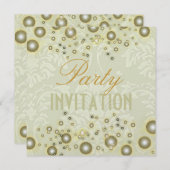 Uitnodigingen van Damask Party, champagnebubbels (Voorkant / Achterkant)