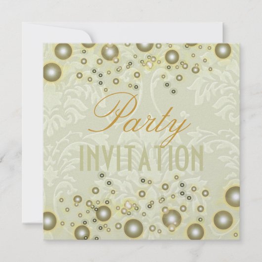 Uitnodigingen van Damask Party, champagnebubbels (Voorkant)