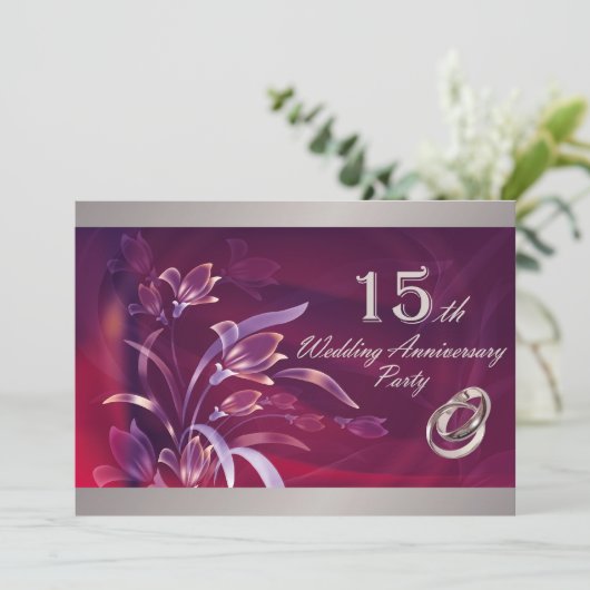 Uitnodigingen van de 15e bruiloft Jubileum Partij (Staand voorkant)