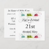 Uitnodigingen van de 21ste verjaardag van de verja (Voorkant / Achterkant)