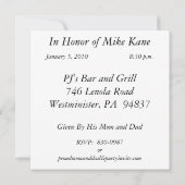 Uitnodigingen van de 21ste verjaardag van de verja (Achterkant)