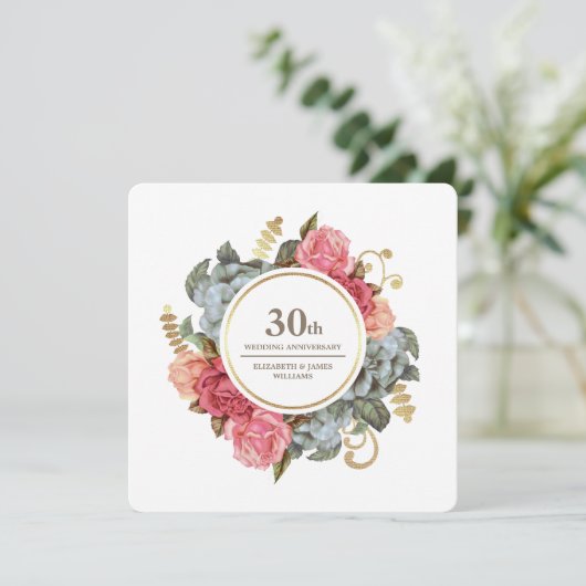 Uitnodigingen van de 30e bruiloft Jubileum Partij (Staand voorkant)