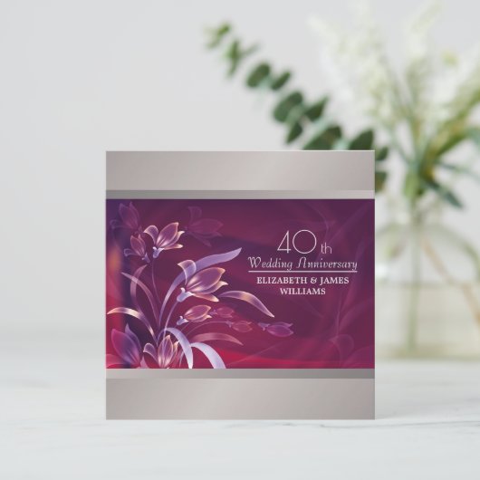 Uitnodigingen van de 40e bruiloft Jubileum Partij (Staand voorkant)