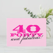 Uitnodigingen van de 40e verjaardag van de verjaar (Staand voorkant)