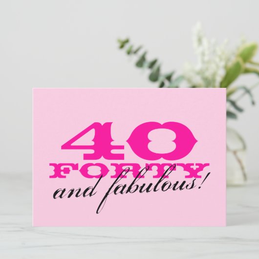 Uitnodigingen van de 40e verjaardag van de verjaar (Staand voorkant)