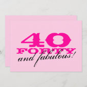 Uitnodigingen van de 40e verjaardag van de verjaar (Voorkant / Achterkant)