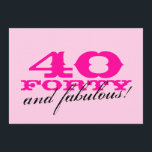 Uitnodigingen van de 40e verjaardag van de verjaar<br><div class="desc">Uitnodigingen van de 40e verjaardag van de Partij van de Maan voor vrouwen Roze 40 en geweldig! design. Het meisjesontwerp voor een veertigjarige vrouw. Veertig partij nodigt uit.</div>