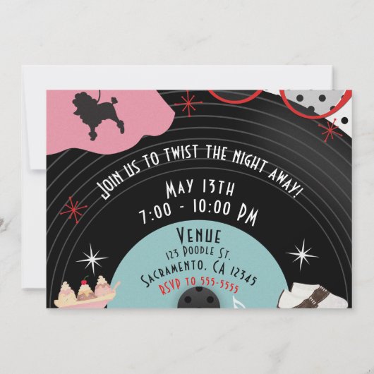 Uitnodigingen van de 50 'Record Theme Party' uit 1 (Achterkant)