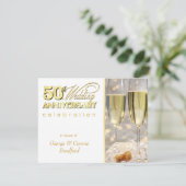 Uitnodigingen van de 50e Jubileum - Champagne Gold (Staand voorkant)