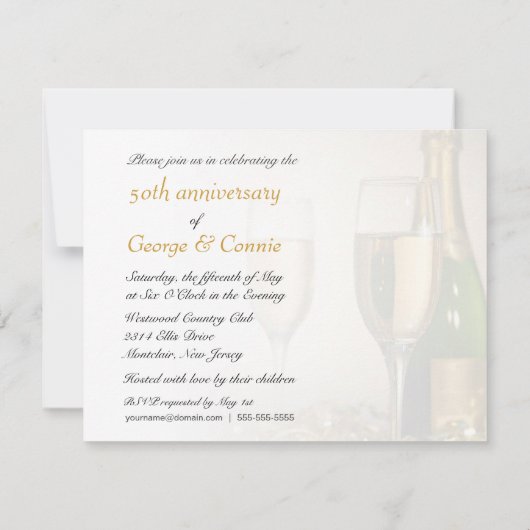 Uitnodigingen van de 50e Jubileum - Champagne Gold (Achterkant)