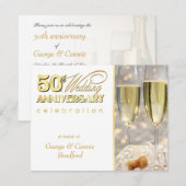 Uitnodigingen van de 50e Jubileum - Champagne Gold (Voorkant / Achterkant)