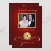 Uitnodigingen van de 50e Jubileum partij - Elegant (Voorkant / Achterkant)