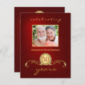 Uitnodigingen van de 50e Jubileum partij - Elegant (Voorkant / Achterkant)