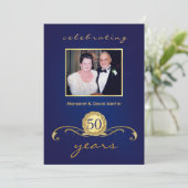 Uitnodigingen van de 50e Jubileum - Royal Blue (Staand voorkant)