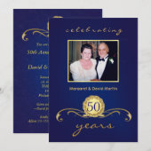 Uitnodigingen van de 50e Jubileum - Royal Blue (Voorkant / Achterkant)