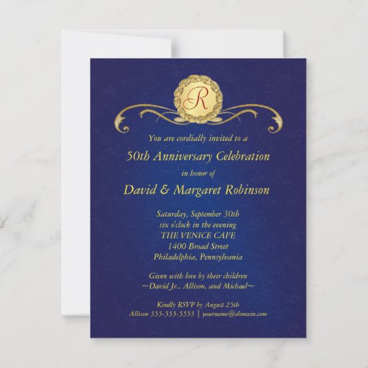 Uitnodigingen van de 50e Jubileum - Royal Blue (Achterkant)