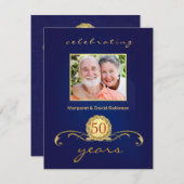 Uitnodigingen van de 50e Jubileum - Royal Blue (Voorkant / Achterkant)