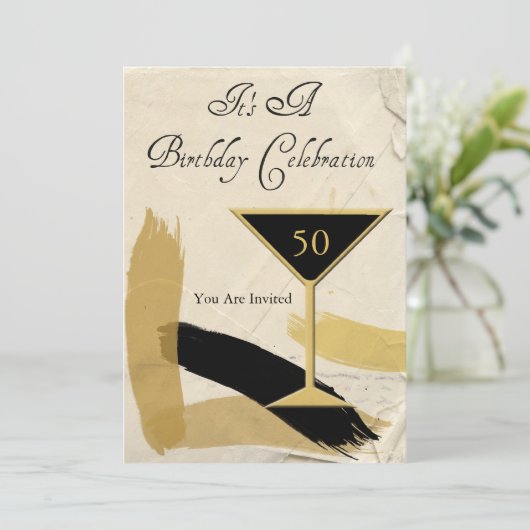Uitnodigingen van de 50e verjaardag van de hedenda (Staand voorkant)