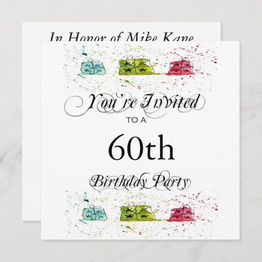 Uitnodigingen van de 60e verjaardag van de verjaar (Voorkant / Achterkant)