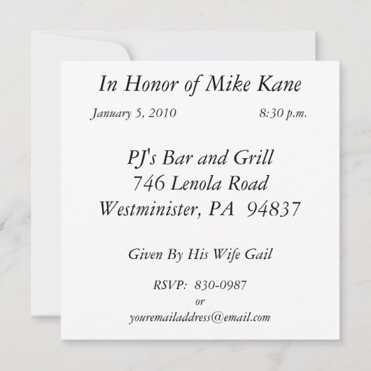 Uitnodigingen van de 60e verjaardag van de verjaar (Achterkant)