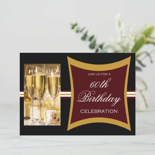 Uitnodigingen van de 60e verjaardag van de verjaar (Staand voorkant)