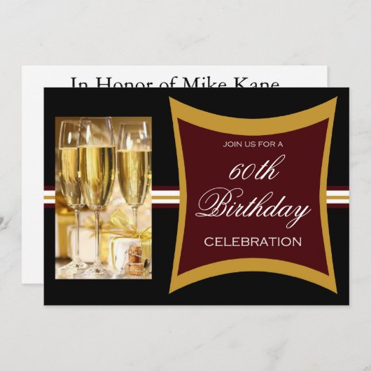 Uitnodigingen van de 60e verjaardag van de verjaar (Voorkant / Achterkant)