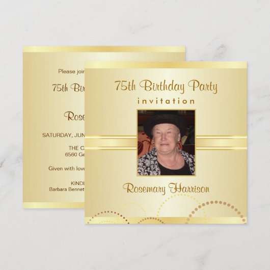 Uitnodigingen van de 75e verjaardag van de Dag - O (Voorkant / Achterkant)