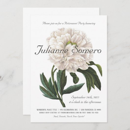 Uitnodigingen van de aftredingspartij |  botanisch (Voorkant / Achterkant)