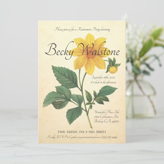 Uitnodigingen van de aftredingspartij |  Botanisch (Staand voorkant)