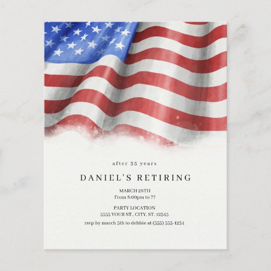 Uitnodigingen van de American Flag Retirement Part (Voorkant)