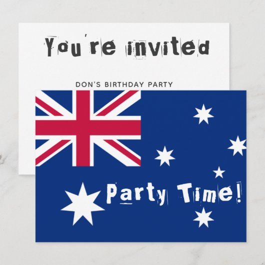 uitnodigingen van de Australische vlaggenpartij (Voorkant / Achterkant)