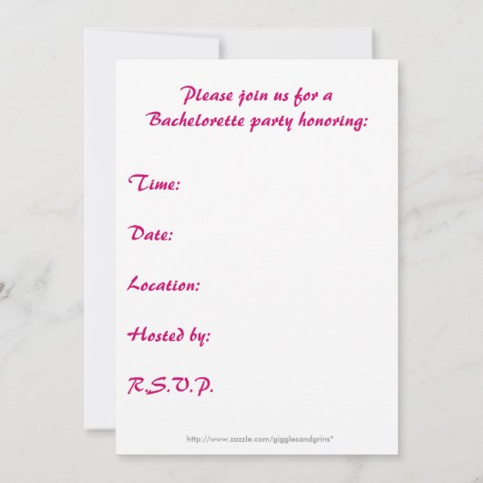 Uitnodigingen van de Bachelorette-partij (Achterkant)