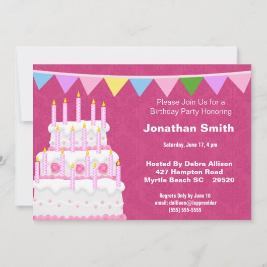 Uitnodigingen van de Banner- en Birthday Cake-part (Voorkant)