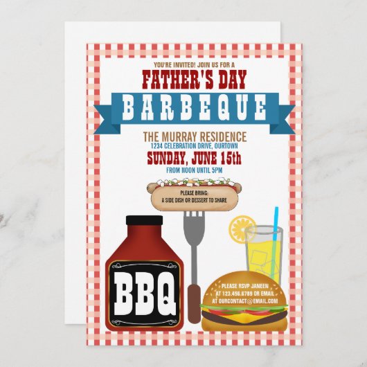 Uitnodigingen van de Barbeque Party (Voorkant / Achterkant)