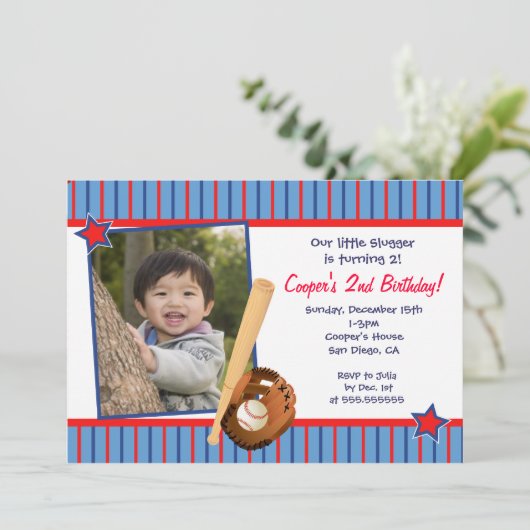 Uitnodigingen van de Baseball Birthday Party (Staand voorkant)