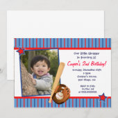 Uitnodigingen van de Baseball Birthday Party (Voorkant / Achterkant)