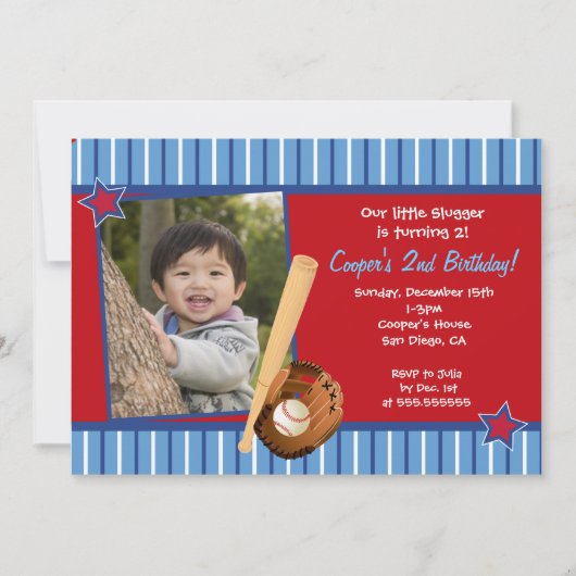 Uitnodigingen van de Baseball Birthday Party (Voorkant)