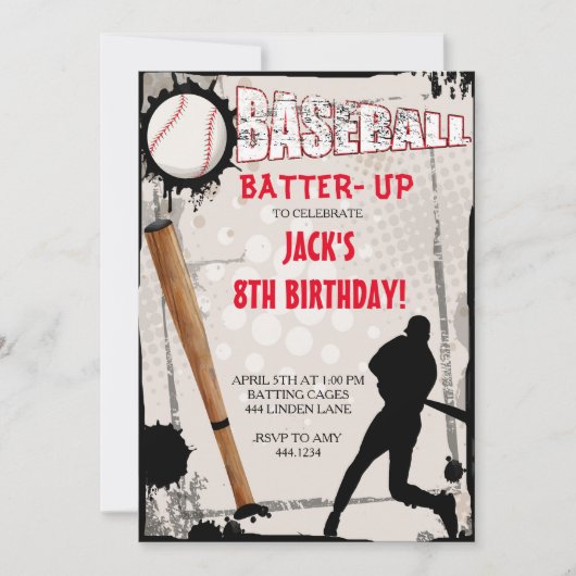 Uitnodigingen van de Baseball Sports Birthday Part (Voorkant)