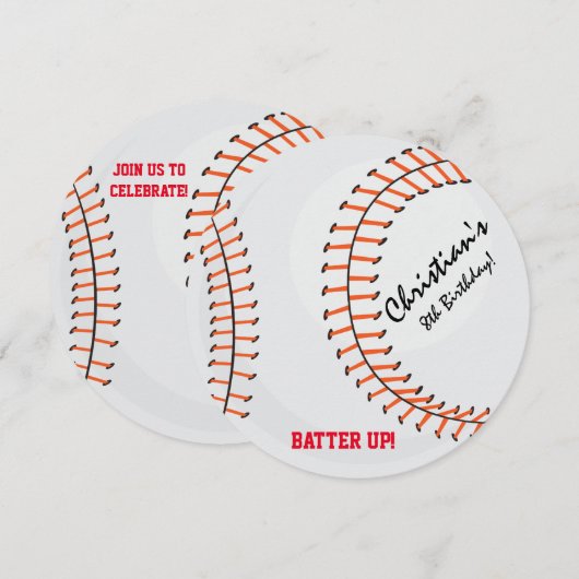 Uitnodigingen van de Baseball Sports Birthday Part (Voorkant / Achterkant)