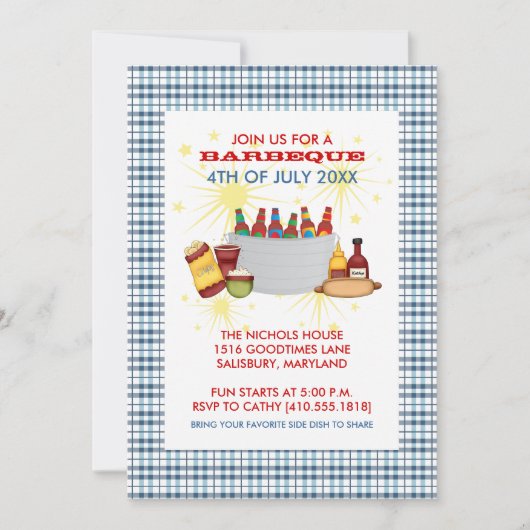 Uitnodigingen van de BBQ-partij van 4 juli (Voorkant)
